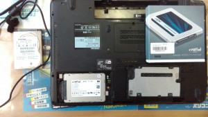 TOSHIBA Qosmio T750/T8B PT750T8BBFB HDDからSSDへ換装