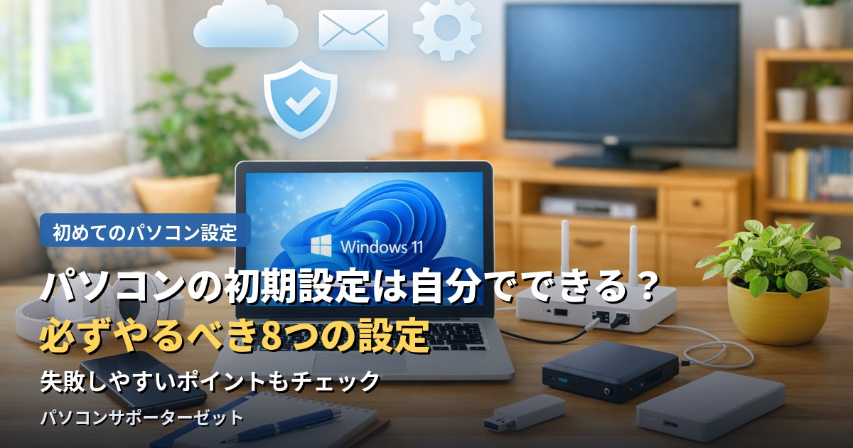 新しいパソコンを買ったら最初にやるべき初期設定を8つのチェックリストにまとめました。Windowsのセットアップからセキュリティ対策、旧パソコンからのデータ移行まで、自分で設定する際の注意点を都城市のパソコンサポーターゼットが解説します