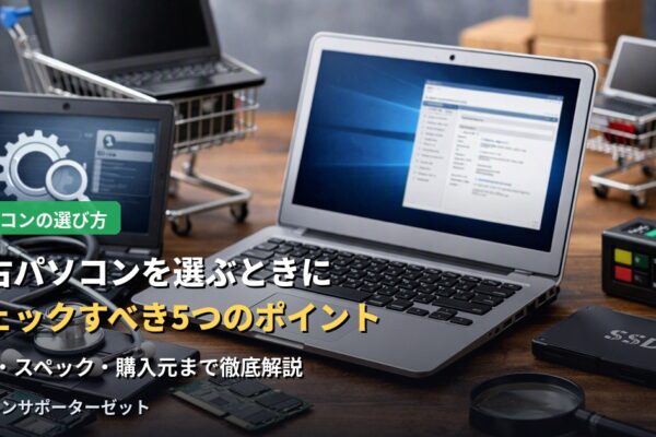 費用を抑えられる中古パソコンですが、選び方を間違えると後悔することもあります。保証の有無からスペック、購入元の信頼性まで、購入前にチェックすべき5つのポイントを都城市のパソコンサポーターゼットが解説します。