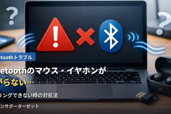 Bluetoothマウスやイヤホンがパソコンとペアリングできない、繋がってもすぐ切れてしまう時の原因と対処法を解説します。都城市のパソコンサポーターゼットが分かりやすくご案内します。