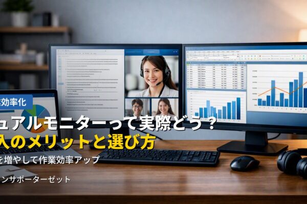 在宅ワークやオフィスでよく聞く「デュアルモニター」。実際どんなメリットがあるのか、導入前に確認すべきこと、選び方のポイントまで都城市のパソコンサポーターゼットが解説します。