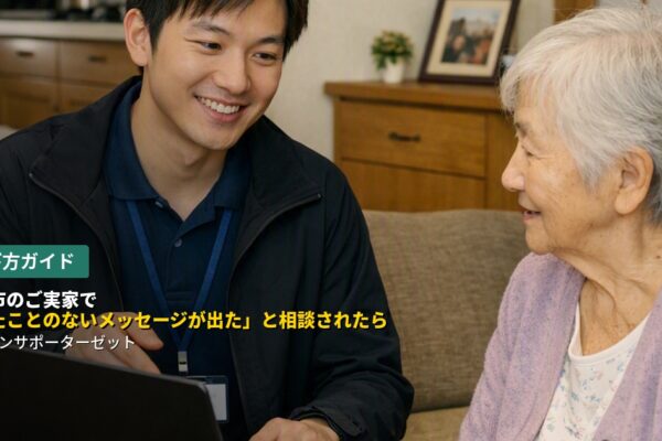 串間市のご実家から「見たことのないメッセージが出た」と連絡があったとき、離れて暮らすご家族がまず確認したいことと、当店の出張対応について都城市のパソコンサポーターゼットが解説します。