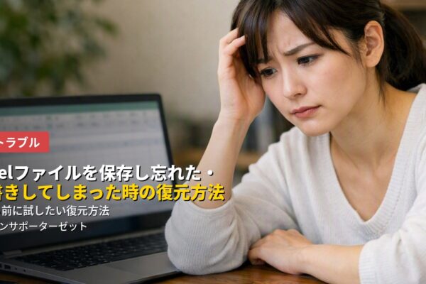 保存せずに閉じてしまった、間違えて上書き保存してしまった…そんなExcelファイルのトラブルに慌てないための復元方法と、今後同じミスを防ぐコツを都城市のパソコンサポーターゼットが解説します。