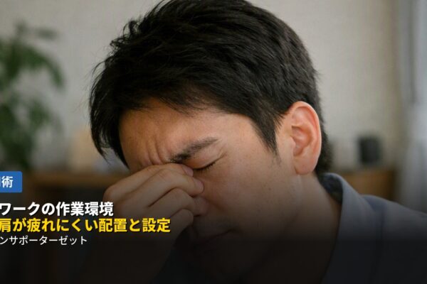 在宅ワークを続けていると、気づけば目や肩がひどく疲れている…そんな経験はありませんか。モニターの高さ、椅子と机、キーボード・マウスの配置、照明の工夫まで、疲れにくい作業環境の整え方を都城のパソコンサポーターゼットが詳しく解説します。