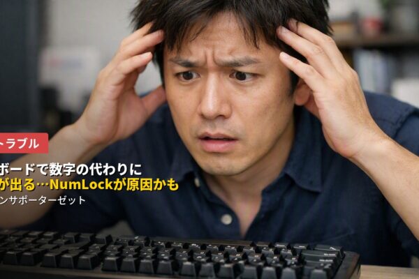 数字を入力したいのに「!」や「\"」といった記号が出てしまう…そんな症状の原因と対処法を都城のパソコンサポーターゼットが詳しく解説します。NumLockの状態、Shiftキーの引っかかり、キーボードの言語設定など、考えられる原因を一つずつ確認していきましょう。
