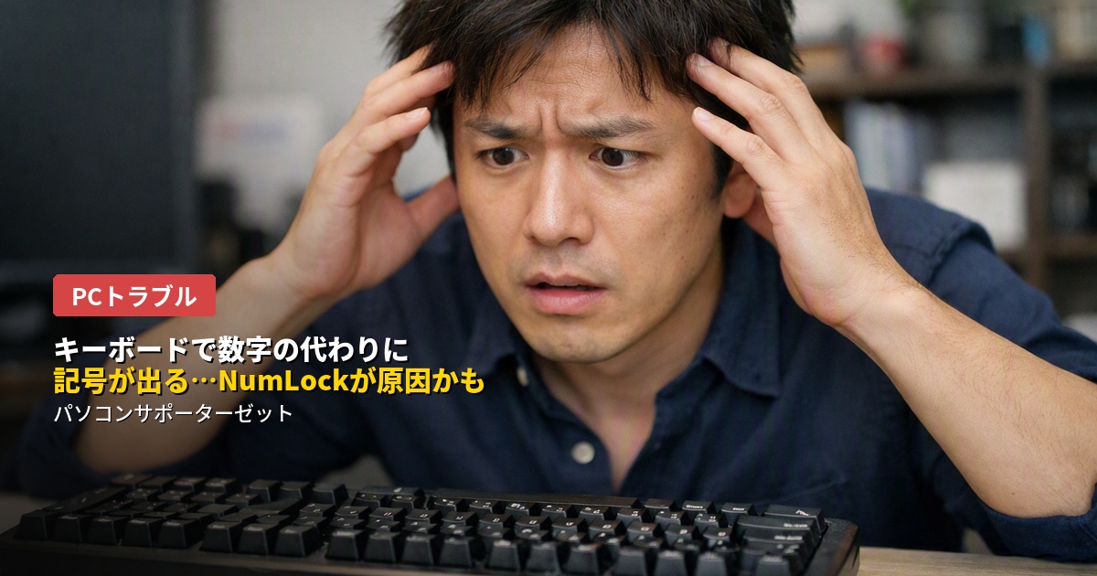 数字を入力したいのに「!」や「\"」といった記号が出てしまう…そんな症状の原因と対処法を都城のパソコンサポーターゼットが詳しく解説します。NumLockの状態、Shiftキーの引っかかり、キーボードの言語設定など、考えられる原因を一つずつ確認していきましょう。