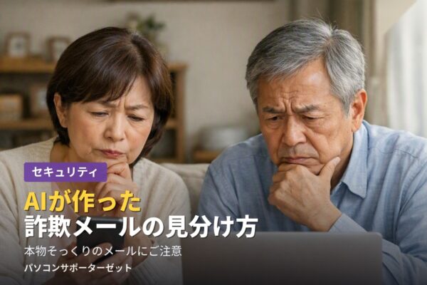 生成AIで作られた詐欺メールが急増中。日本語の不自然さでは見抜けない今、都城市のパソコンサポーターゼットが本当に効く7つのチェックポイントと対処法を解説します。