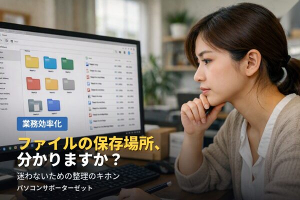 「保存したファイルが見つからない」を防ぐための、ファイル保存場所の基本と整理のコツを都城市のパソコンサポーターゼットがやさしく解説します。